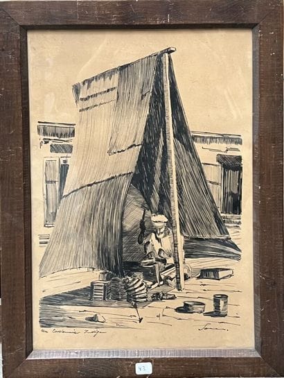 Lot of framed pieces: 

- Dan BARICHASSE,...