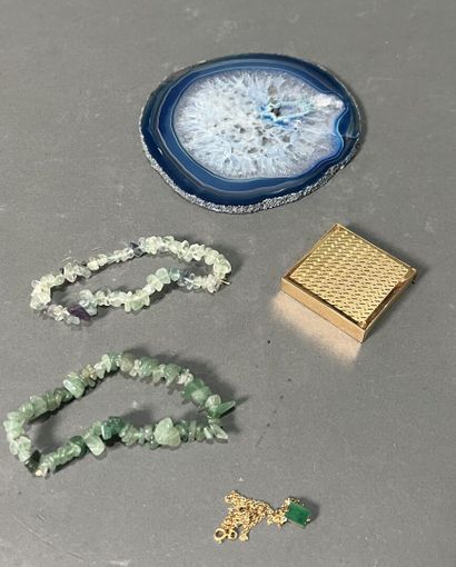 Small jewelry set including hardstone bracelets,...
