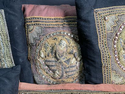 Lot of fabrics embroidered with metallic...