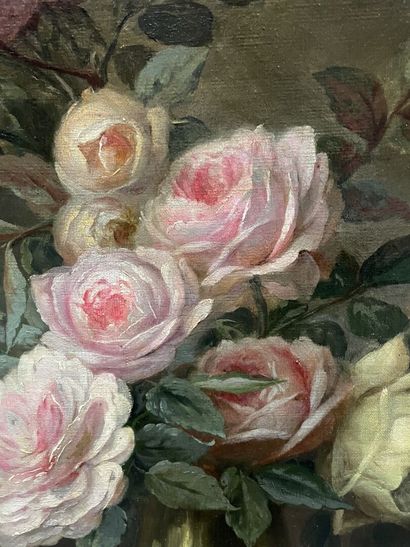 Modern school 
Still life with flowers 
Oil...