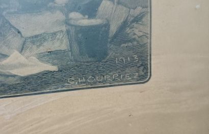Lot of two engravings:
- by C.HOURRIEZ, Le...