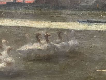 Fernand BLAYN (1853-1892) 
Goose keeper
Oil...