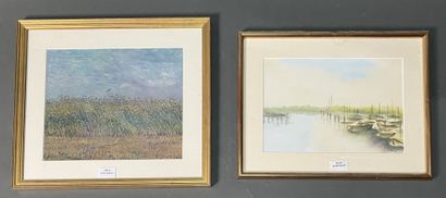 Lot of framed pieces, some signed. 
Smallest:...