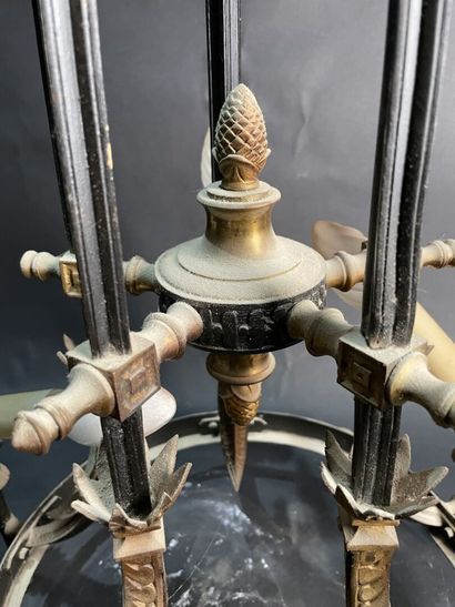 Black patina bronze cage chandelier with...