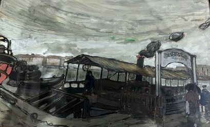 Modern school 
Pier 
Gouache and watercolor...