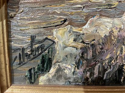 F. VOURRON 
Danish landscape in winter
Oil...