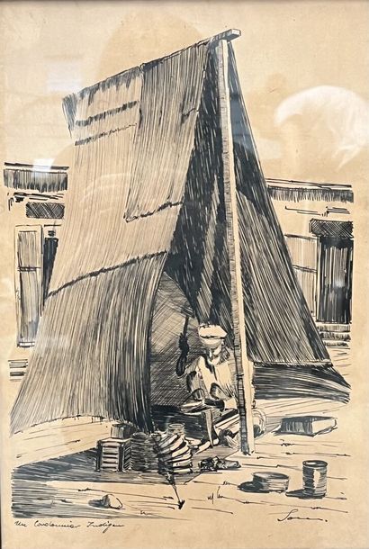 Lot of framed pieces: 

- Dan BARICHASSE,...