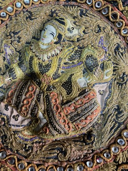 Lot of fabrics embroidered with metallic...