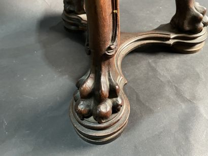 Mahogany swivel stool, leaf-shaped seat,...