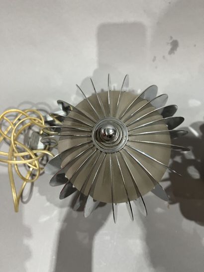 Pair of kinetic lamps in opaline glass and...