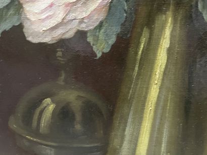Modern school 
Still life with flowers 
Oil...