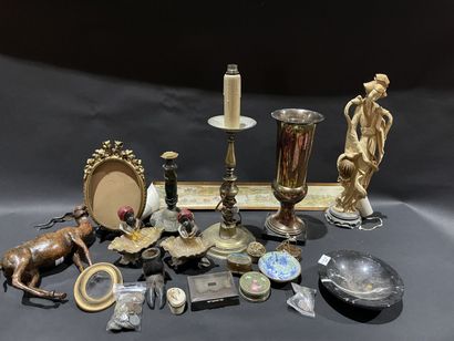Marble ashtray, lots of pieces, candleholders...
