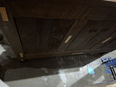 Stained wood chest of drawers, crossbow front,...