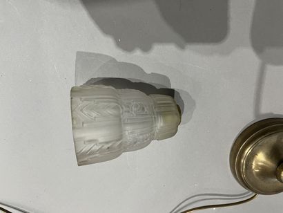 Desk lamp in frosted glass with brass base.
H:...