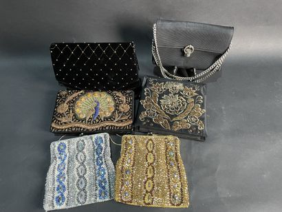 Set of embroidered or sequined clutches,...