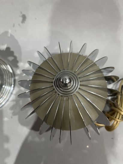 Pair of kinetic lamps in opaline glass and...