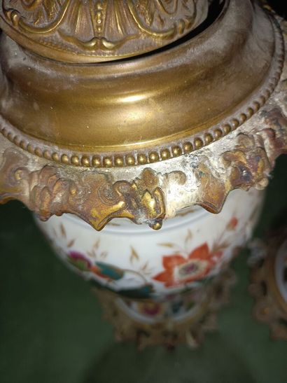 Pair of BAYEUX porcelain vases mounted as...
