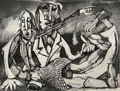 Lot of framed pieces: 

- Dan BARICHASSE,...