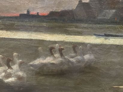 Fernand BLAYN (1853-1892) 
Goose keeper
Oil...