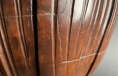 Mahogany swivel stool, leaf-shaped seat,...