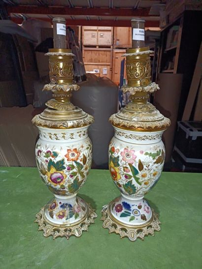 Pair of BAYEUX porcelain vases mounted as...