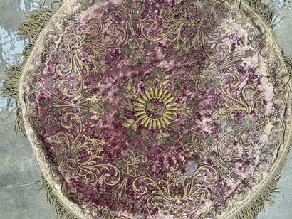 Four velvets embroidered with gold thread,...