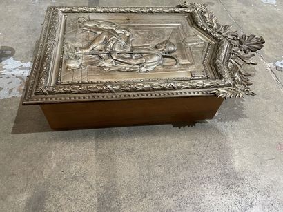 Salt chest with pewter-plated door decorated...