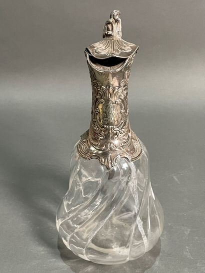 Crystal ewer with rich silver mounting, decorated...