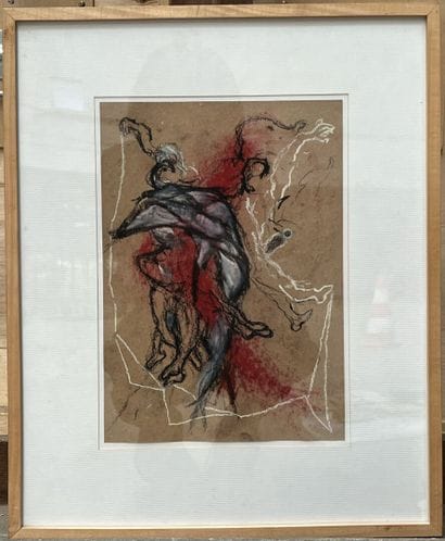 Lot of framed pieces: 

- Dan BARICHASSE,...