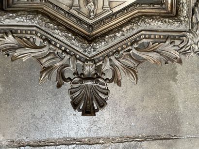 Salt chest with pewter-plated door decorated...