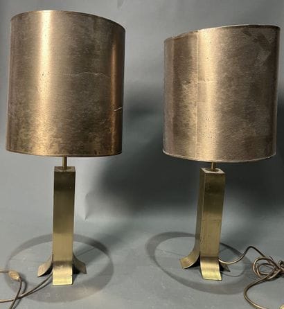 Pair of metal lamps in the Maison CHARLES...