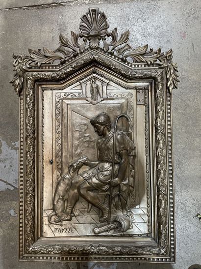 Salt chest with pewter-plated door decorated...