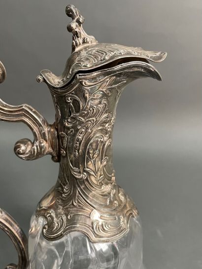 Crystal ewer with rich silver mounting, decorated...