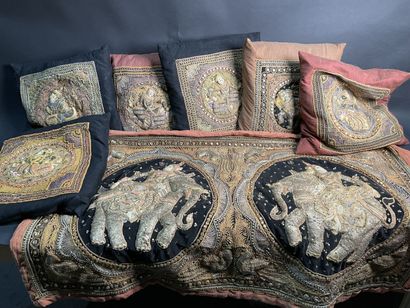 Lot of fabrics embroidered with metallic...