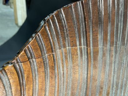 Mahogany swivel stool, leaf-shaped seat,...
