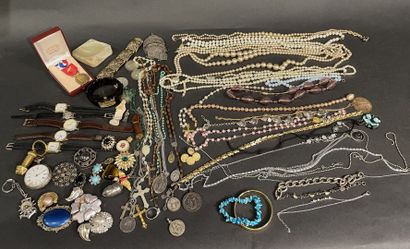 Large lot of costume jewelry including rings,...
