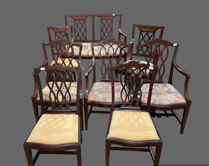Mobilier de salon en acajou et filets de...