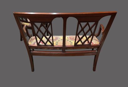 Mobilier de salon en acajou et filets de...