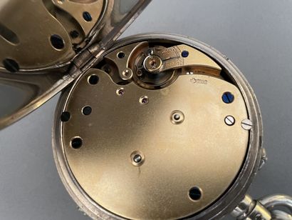 Importante montre de poche en argent à quantième...