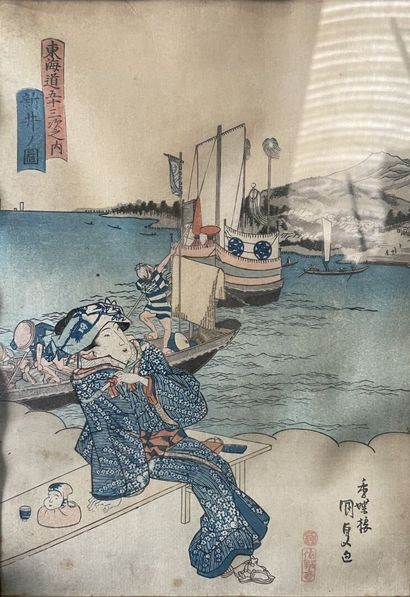 Deux gravures japonaises, 
marges et sujets...