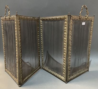 Ecran de cheminée à quatre panneaux en métal...