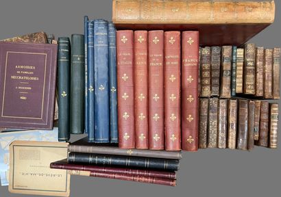 Bound and paperback books. 
4 boxes