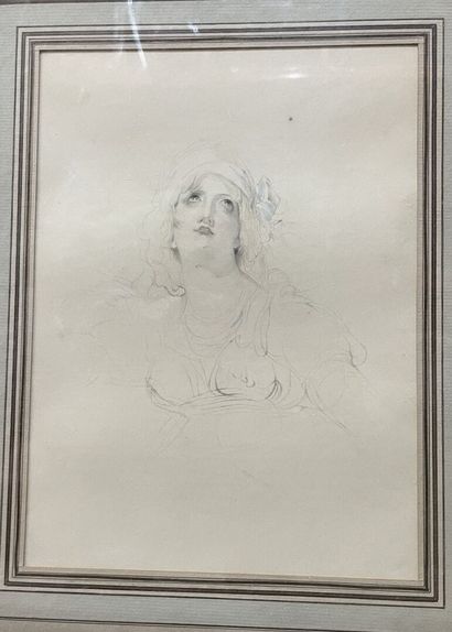 Lot de dessins et aquarelles dont :
-