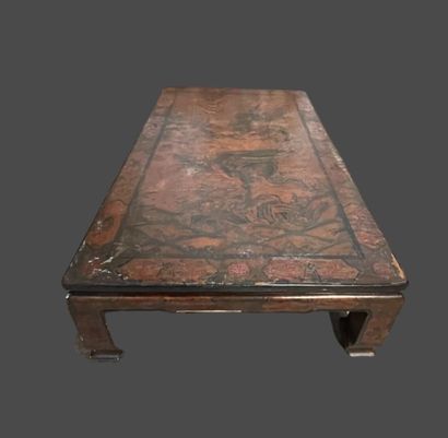 Table basse rectangulaire en bois laqué brun...