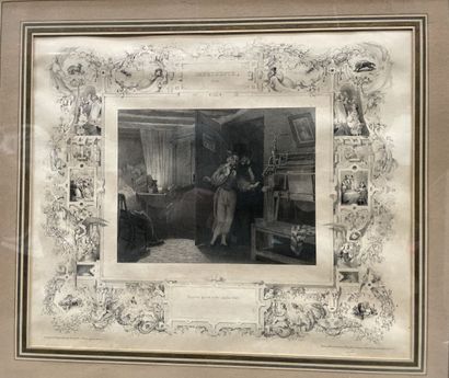 Lot de tableaux, dessins, gravures dont :
Louis...