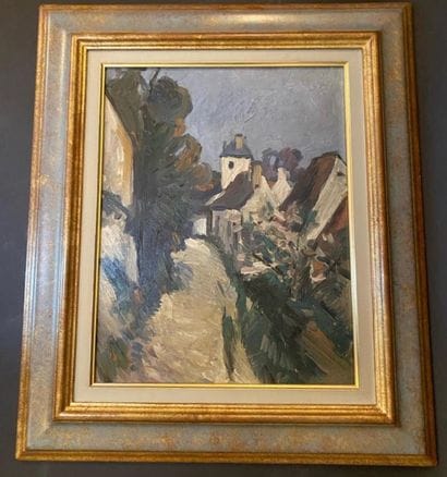 Modern school 
Village street 
Oil on isorel...