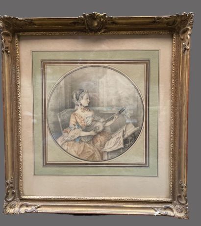 Lot de tableaux, dessins, gravures dont :
Louis...