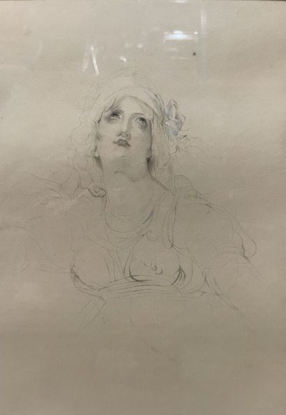 Lot de dessins et aquarelles dont :
-