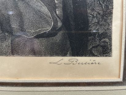 Lot de tableaux, dessins, gravures dont :
Louis...