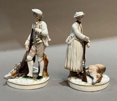 Allemagne, XIXe siècle.
Couple de chasseurs...